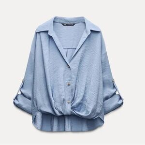 Zara NWT knotted shirt with tapes 8778/648